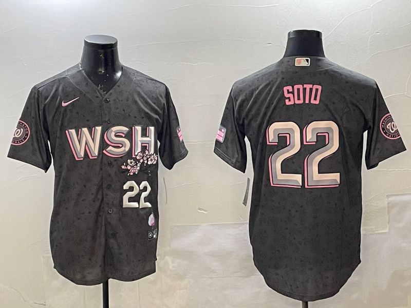 Men Washington Nationals 22 Soto Grey City Edition Game 2025 Nike MLB Jersey style 4